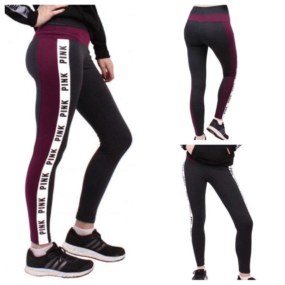 VS VICTORIAS SECRET PINK HIGH WAIST COTTON PANT TIGHT LEGGING SWEATS DEEP RUBY S